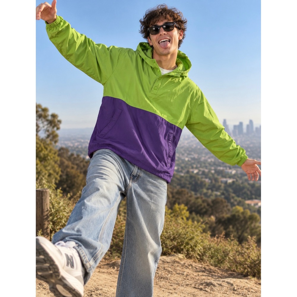 Gap Colorblock Hooded Pullover Windbreaker Size L Vintage 90s Retro Streetwear